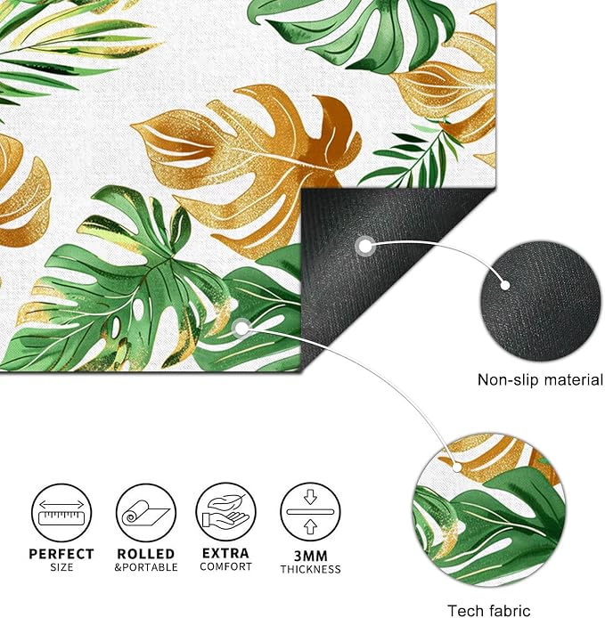 HOMETITUTE XL Mouse Pad 31.5 x 11.8 Inch Tropical Green and Gold Palm Leaf Desk Mat Extended Large Mousepad Non Slip Waterproof Desk Pad Keyboard Mat for Office Home Computer Accessories