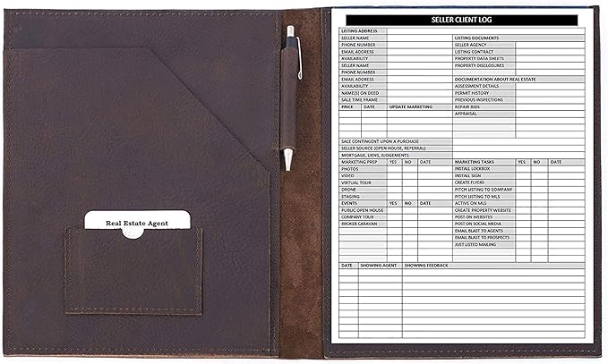 Real Estate Agent Supplies - Home Seller Client Log to include in Listing File Folders. Realtor Log to Track Seller Needs, Home Showings & Agent Activity. 50 Page Notepad. 8.5 X 11. Made in the USA
