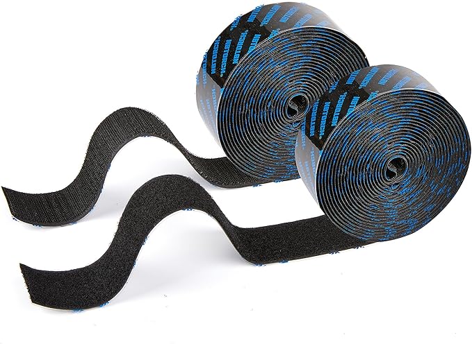 Heavy Duty Hook and Loop Strips with Adhesive| 15 Foot Roll | Strong Sticky Back Fastener Holds 16 lbs | Industrial Strength Tape Stick for Indoor & Outdoor Use,1-1/2in Width, Black