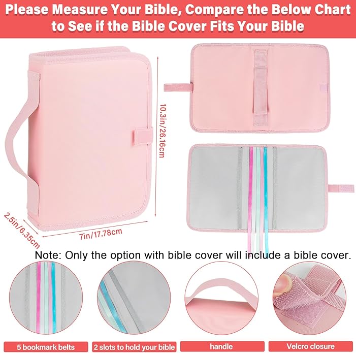 Bible Cover Case for Women,Bible Tote Bag with Shoulder Strap,Church Bag with Multiple Pockets for Bible Study Accessories
