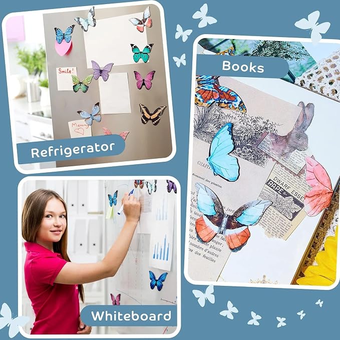 Nezyo 24 Pieces Magnetic Bookmarks Cute Magnet Page Markers Foldable Page Clip for Students Reading Stationery Supplies Office Presents(Butterfly)