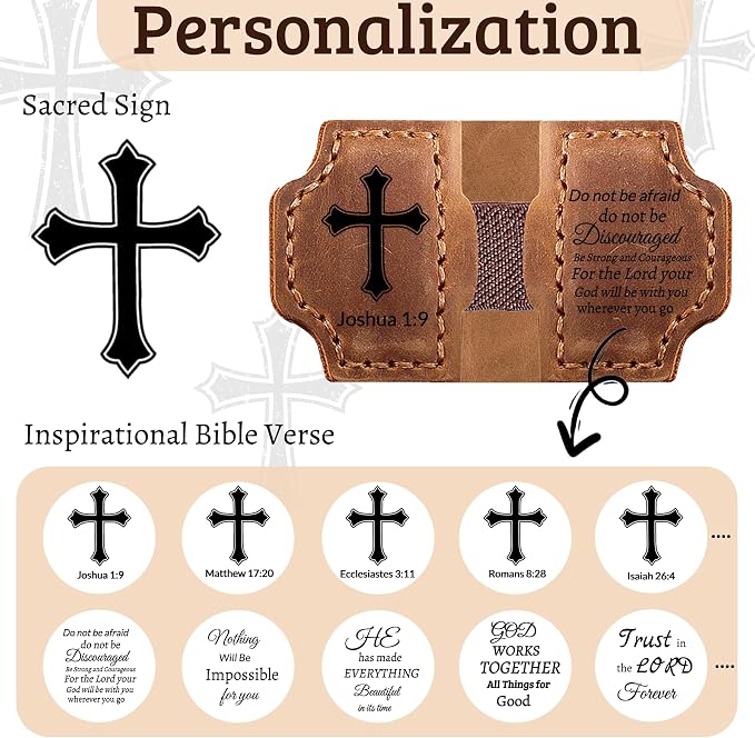 Personalized Leather Bookmark with Pen Holder - Magnetic Bible Verse Design, Christian Book Lovers Reading Accessory, for Book Lovers Men Women (Coffee, Ecclesiastes 3:11)