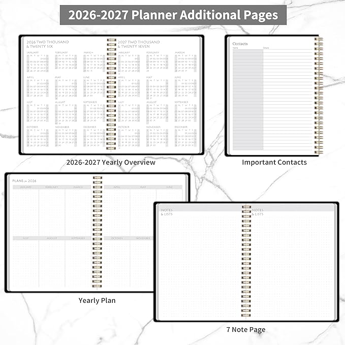 2026-2027 Monthly Planner - 2 Year Monthly Planner 2026-2027, Hard Cardboard Cover, Jan 2026 - Dec 2027, 7.5" x 10", 2 Year Calendar with 24 Month, Twin-wire Binding, Note Pages