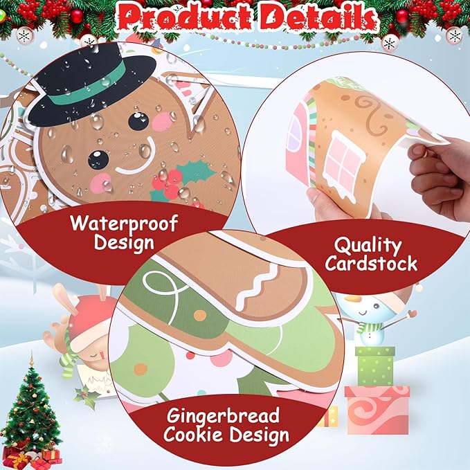 Christmas Bulletin Board Set Gingerbread Cookie Classroom Decorations Gingerbread Houses Candy Accents Paper Cutouts for Winter Holiday School Church Winter Wall Decor