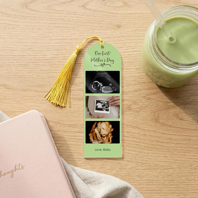 Personalized Photo Acrylic Bookmark with Tassel, Custom Picture Gift with 3 Photos and Text, Gift for Book Lovers, Best Friend, Mom, Couple Anniversary