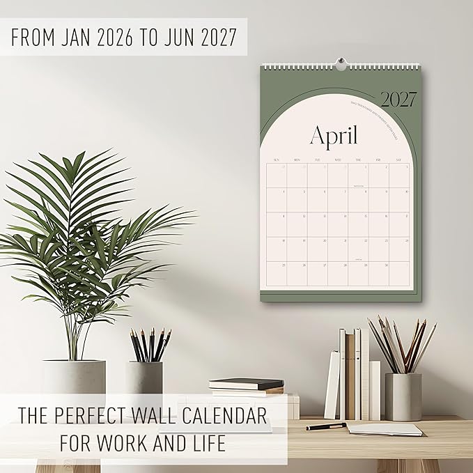 Aesthetic 2026-2027 Wall Calendar - 18 Monthly Calendar from January 2026 to June 2027, 14.5" x 10.5", Modern Vertical Wall Hanging Calendar for Organizing & Planning