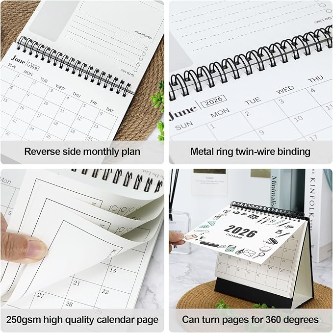 MultiBey Small Desk Calendar 2025-2026, Small 6.5"x6.5" Standing Flip Calendar for Desk, July 2025-Dec 2026, 18-Month Desktop Planner Year Monthly Calendars with To-Do Lists & Stickers (Stationery box)