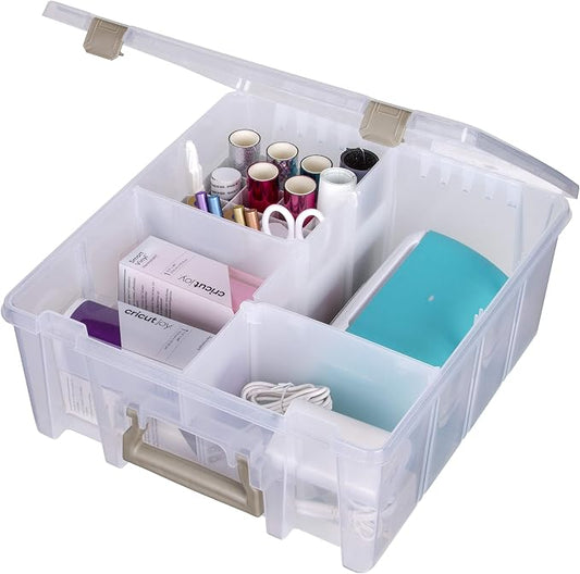 ArtBin 6993SP Super Satchel Double Deep with Papercrafting Accessory Tray, Clear, 1 Satchel & 1 Tray