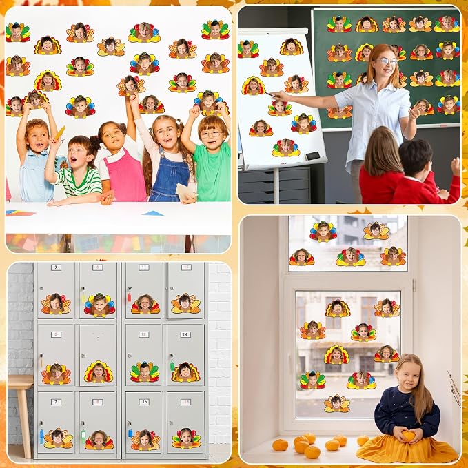 gisgfim 80Pcs Fall Decorations Bulletin Board Thanksgiving Turkey Paper Cut-Outs Classroom Decor for Boy Girl DIY Craft Photo Wall Autumn Turkey Kindergarten Preschool Party Favor Supply