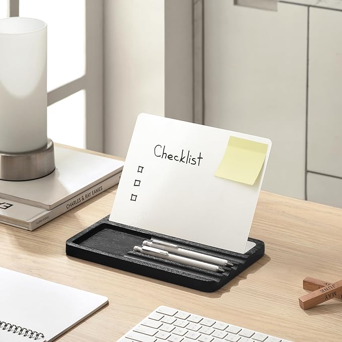 Anji Mountain Mango Wood Desk Helper with Whiteboard | Desktop Organizer for Office Desk Accessories, Home Office & School Supplies | Modern Desk Storage & Office Decor Organizer