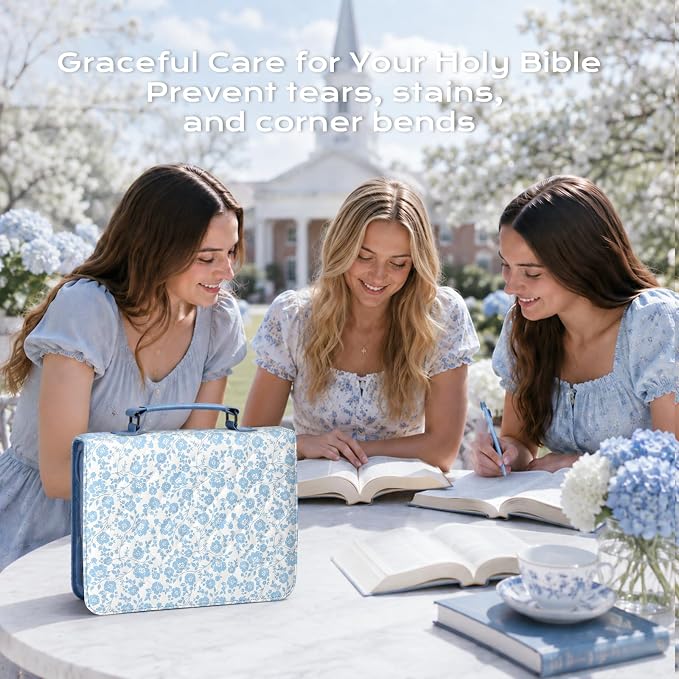 XKDOUS Bible Cover Case for Women Leather Quilted Bible Bag Organizer Large Book Carrying Case with Handle, Pens, Tabs, Study Supplies Journaling Kit Christian Gifts for Mom, Lady