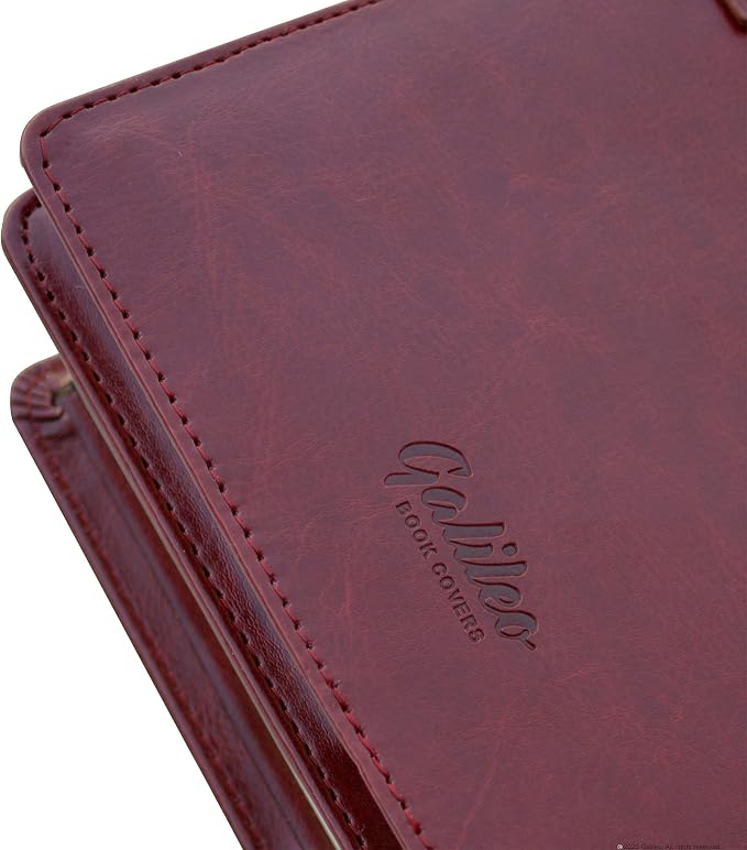 GALILEO® Double AA Big Book Cover & 12 Steps & 12 Traditions | Medallion Holder | AA Gift | Alcoholics Anonymous | PU Leather | AA Book Covers for Hardcover (Plain/Coin Pocket/Burgundy)