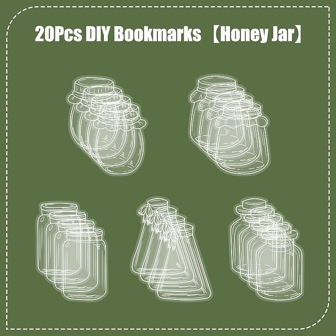Large Size Transparent Dried Flower Bookmarks, 20 PCS Handmade DIY Flower Page Clips,World in Bottle-Making Stunning Herbarium(Honey Jar)