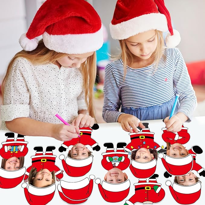 60pcs Christmas Theme Cutouts Santa Claus Bulletin Board Decorations Xmas Santa Claus Paper Cut-Outs Classroom Decor for Xmas Classroom DIY Craft Photo Wall Door Christmas Winter Party Supplies