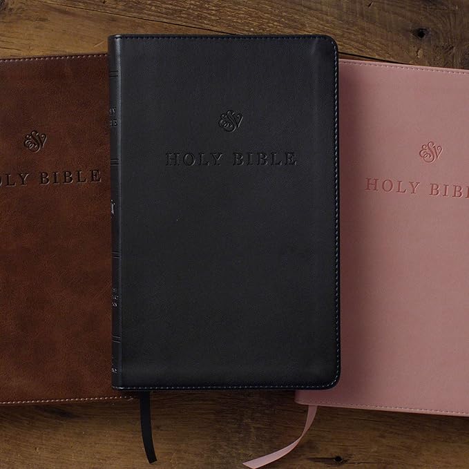 Custom Personalized Black ESV Bible | Small Text | Silver Customized Name | Faux Leather Premium Church Bible | English Standard Version Translation with Lay Flat Design