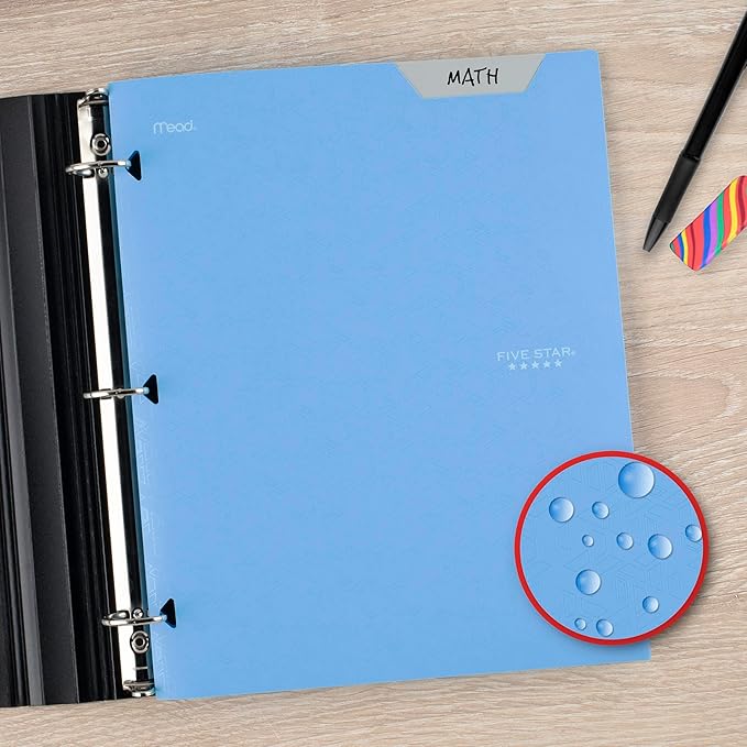 Five Star 2-Pocket Folder, Plastic Folder with Stay-Put Tabs, Fits 3-Ring Binder, Holds 8-1/2" x 11" Paper, Pacific Blue (333420C-ECM)