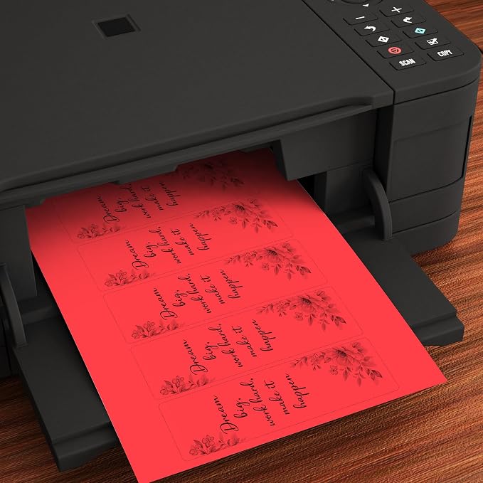 Printable Bookmarks - Blank Bookmark Printing Paper for Inkjet & Laser Printers - 2" x 6" Perforated Bookmarks 5 per Page - 25 Sheets / 125 Book Marks (Bright Red)