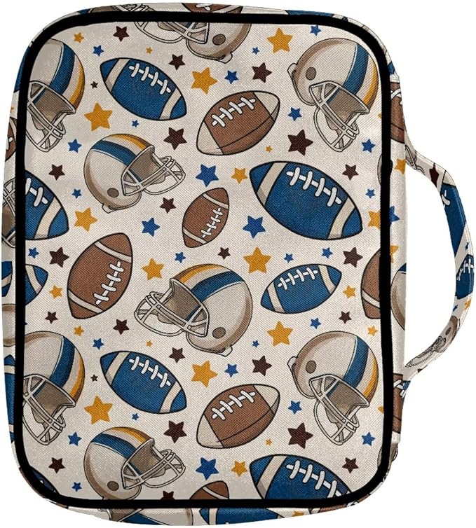 Coldinair Cute Football Bible Cover for Men Teen Boy,Bible Case Bible Carrier Carrying Organizer Purse Handbag with Zipper Pockets Church Bag