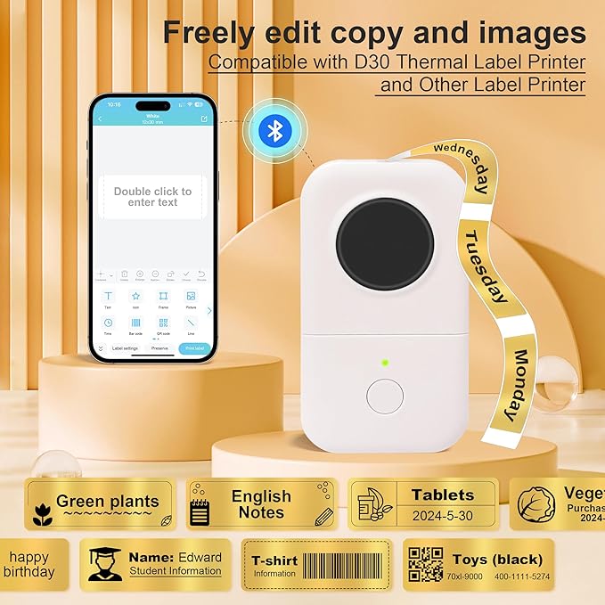 PARLAIM 14 X 40mm (0.55"x1.57") Tear-Resistant Thermal Label, 4 Rolls 640pcs OEM Label Tape Replacement Compatible with D30 Label Maker Perfect for Home/Office/School, Bright Gold