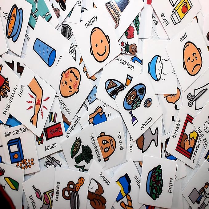 Smile4Autism Small 1.5"x1.5" Loose Visual Picture Cards, Receptive and Expressive Language, Speech Articulation Therapy, ASD, ADD, ADHD, Apraxia, & Stroke Patients. (Cartoon Icons 162 Pcs, Laminate)