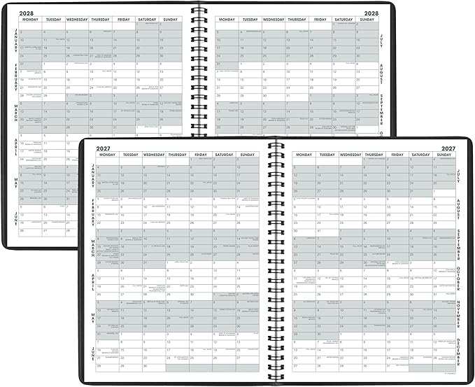 AT-A-GLANCE 2027 Planner, Monthly, 7" x 8.75", Unruled Daily Blocks, Black (701200527)