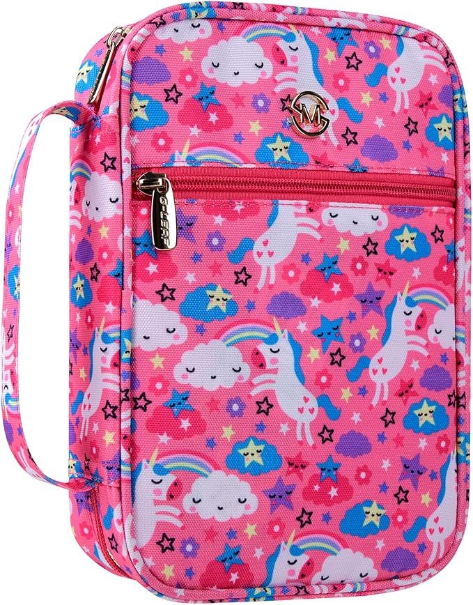 G-LEAF Bible Cover Case/Book Cover Floral Pattern with Handle Fits for Standard Size Bible, 9 x 6.3 x 2.4 in, Pink
