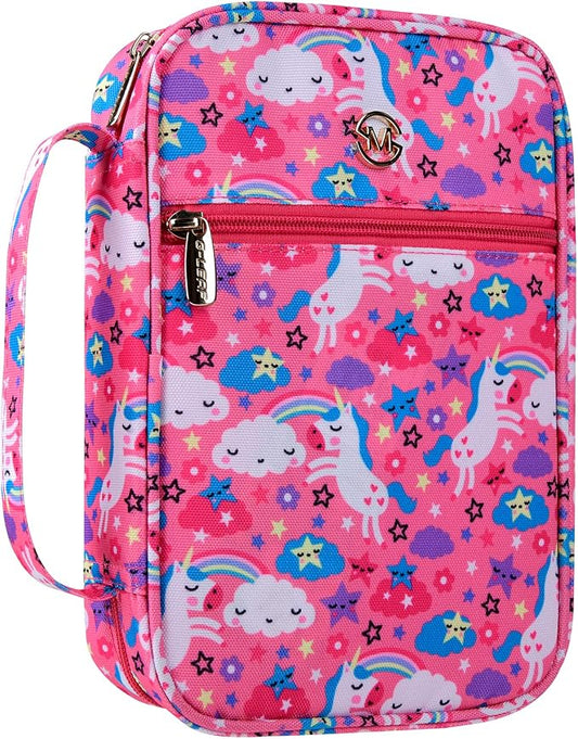 G-LEAF Bible Cover Case/Book Cover Floral Pattern with Handle Fits for Standard Size Bible, 9 x 6.3 x 2.4 in, Pink