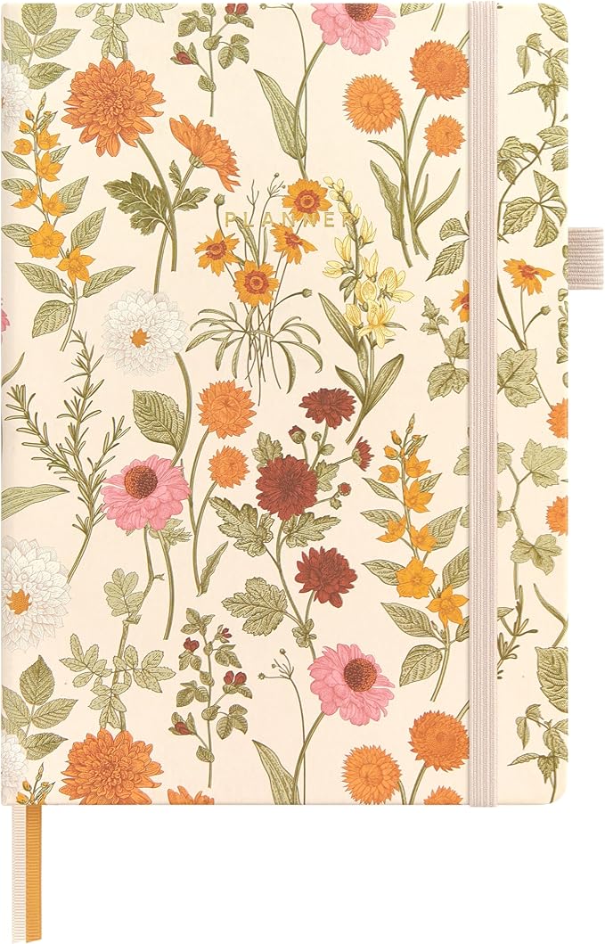 And Per Se Undated Weekly Planner 2026, A5 size Leather Hardcover Planner with Goals & Habit Tracker – ADHD Planner & Productivity Journal (Wild Flowers)