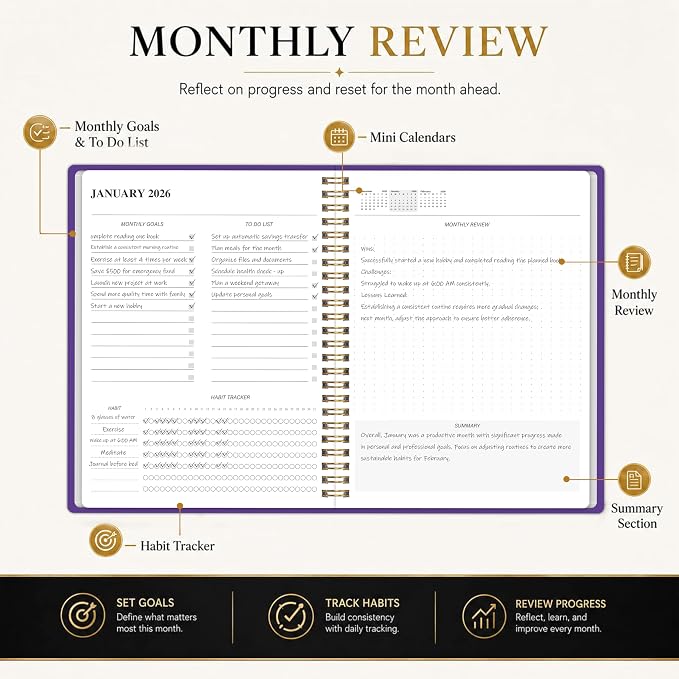 2026-2027 Monthly Planner, Calender Planner from Jan 2026 - Dec 2027, 24 Months for Planning with Habit Tracker, To-Do List, Goals,Summary ,7.5" x 10", Spiral Bindding for Personal Organizer and Office Supplies