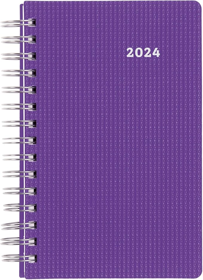Brownline 2024 DuraFlex Daily/Monthly Planner, Appointment Book, 12 Months, January to December, Twin-Wire Binding, 8" x 5", Purple (CB634V.PUR-24)