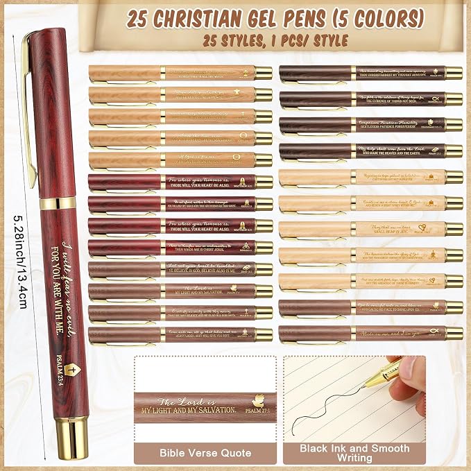 Feifeiya 25 Sets Father’s Day Christian Gifts Bulk for Men, Religious Gift Set with Bible Verse Pens, Scripture Wristbands, Bible Emergency Numbers Bookmarks, Gift Bags for Dad Grandpa Church