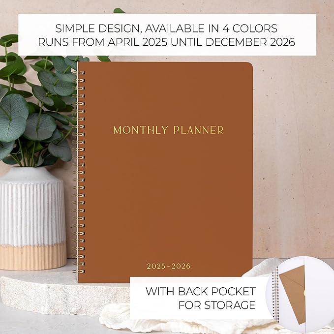 Beautiful 2025-2026 Monthly Planner and Calendar Book - Aesthetic To Do List Notebook For Women to Easily Organize Your Tasks and Boost Productivity - Runs From April 2025 Until December 2026