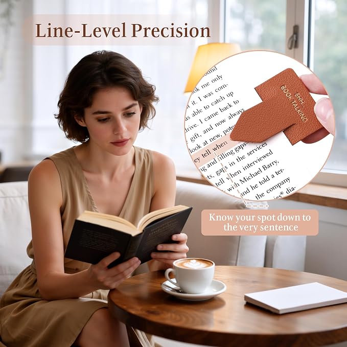Leather Bookmark for Reading Women, Shh Book Talking Bookmarks, Index Book Marks for Book Lovers, 6 Pcs Drak Color Set