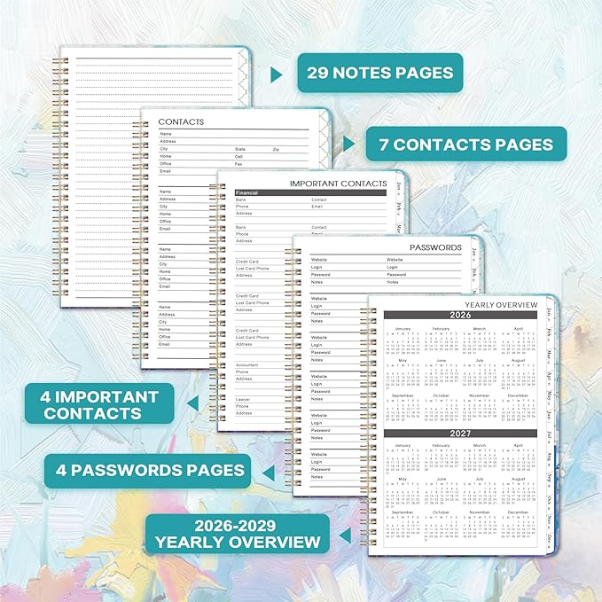 2026-2029 Monthly Planner/Calendar - 3 Year Monthly Planner 2026-2029, July 2026 - June 2029, 6.3" x 8.4", 36 Monthly Planner with Tabs, 29 Notes Pages, Hardcover, Inner Pocket - Oil Painting