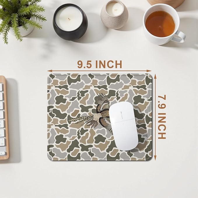 Camo Flying Bird Mouse Pad, Bird Lover Gifts, Wildlife Hunting Style Animal Mouse Pad for Home Office Computer Gaming Desk Essentials, 9.5x7.9 Inch