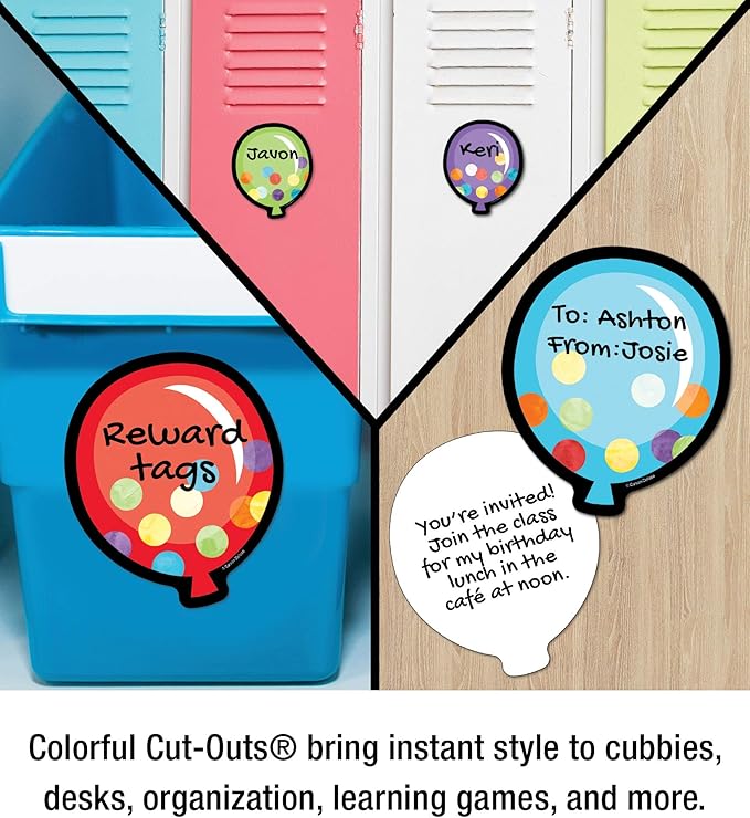 Carson Dellosa 36-Piece Celebrate Learning Balloon With Confetti Cutouts, Colorful Cardstock Confetti Happy Birthday Bulletin Board Decorations for Party, Name Tags, Labels, and Classroom Decor