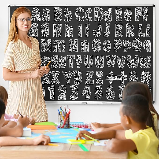 150Pcs Composition Bulletin Board Letters Composition Themed Classroom Decor Alphabet Combo Set Alphabets Numbers Symbols Paper Cutouts for Party School Classroom Blackboard Decoration Supplies