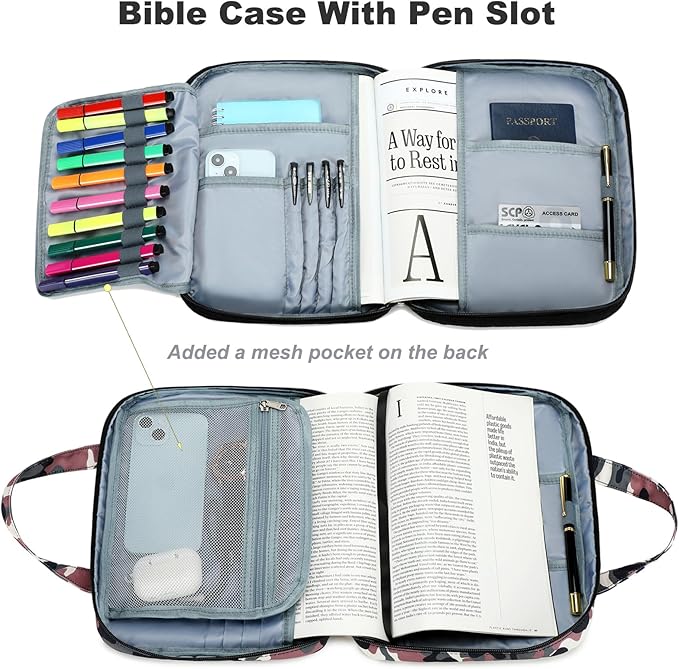 Octsky Bible Book Covers Mens Bible Case Bible Protective with Pocket, Army Green