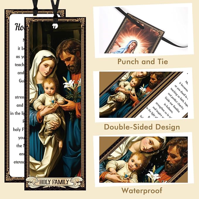 Bozidol 50 Pcs Catholic Saints Bookmarks Bulk, Christian Religious St. Michael Virgin Mary Prayer Bookmarks, Inspirational Bible Verse Book Markers for Women Men Church Sunday School Supplies