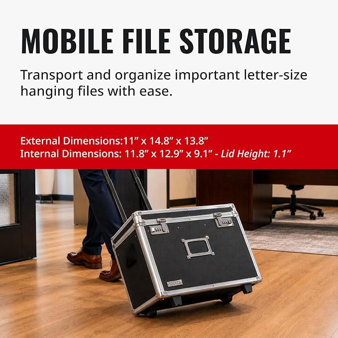 Vaultz Locking Mobile Business Case, Letter Size, 11 x 14.75 x 13.75 Inches, Black (VZ00348)