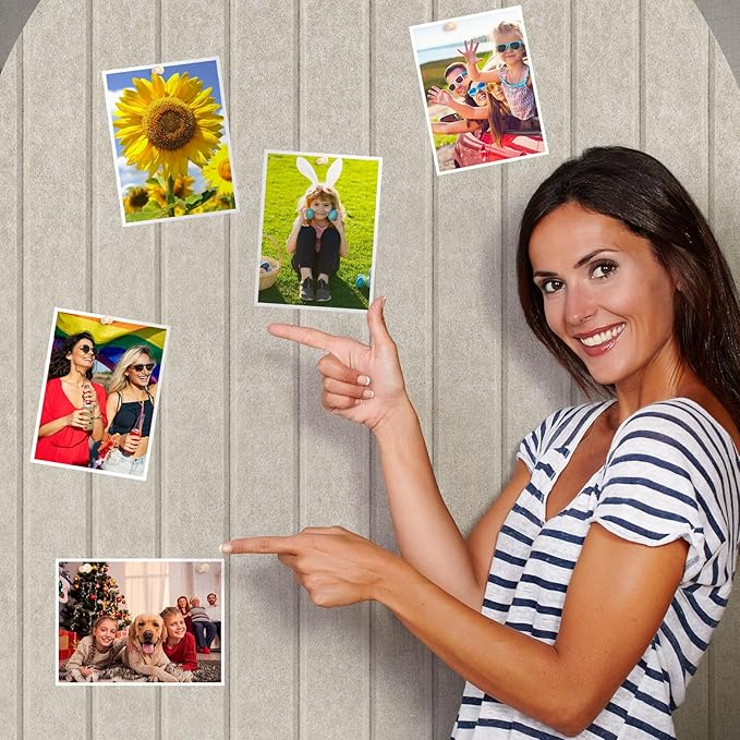 SmoothNovelty 31.5 X24 Inch Large Arch Felt Bulletin Board with 50 Wooden Pushpins Decorative Picture Framed Display Board Felt Tile Wall Organizer for School Home Office Boho Wall Decor (Light Camel)