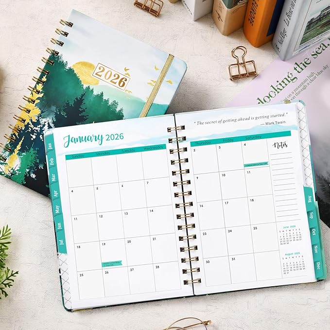 2026 Planner – Planner 2026 Weekly and Monthly, Jan. 2026 – Dec. 2026, 6.4" x 8.5", Calendar Planner 2026 with Tabs, Hardcover, Strong Twin-Wire Binding, Back Pocket, Inspirational Quotes ＆ Notes