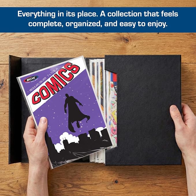 BCW Comic Book StorFolio Kit – Includes Magnetic Comic StorFolio + 50 Silver Age Premade® Resealable Comic Book Bags and Boards | Comic Book Case, Comic Holder & Silver Age Comic Storage