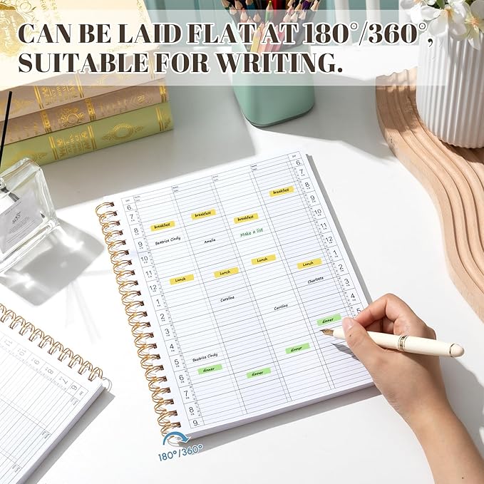Maitys 2026-2027 4 Column Salon Appointment Book for Hairstylist Spa Business, Hourly Planner 15 Minute Interval, 200 Pages Undated 6 Am 9 Pm Spiral Bound Checklist Planner(Beige, Minimalist)