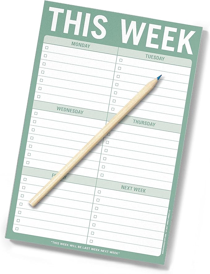 Knock Knock 1-Count This Week Pads, To Do List Notepads, 6 x 9-inches each (Sage Green)