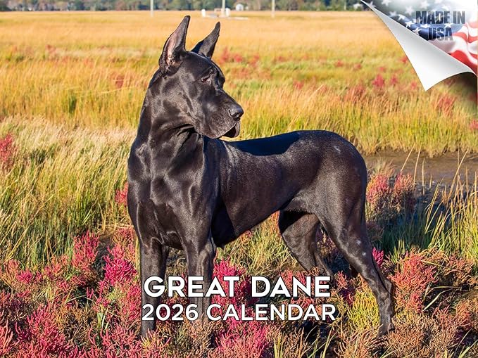 2025 2026 Great Dane Calendar - Dog Breed Monthly Wall Calendar - 12" x 18" Open - Thick No-Bleed Paper - Giftable - Academic Teacher's Planner Calendar Organizing & Planning - Made in USA