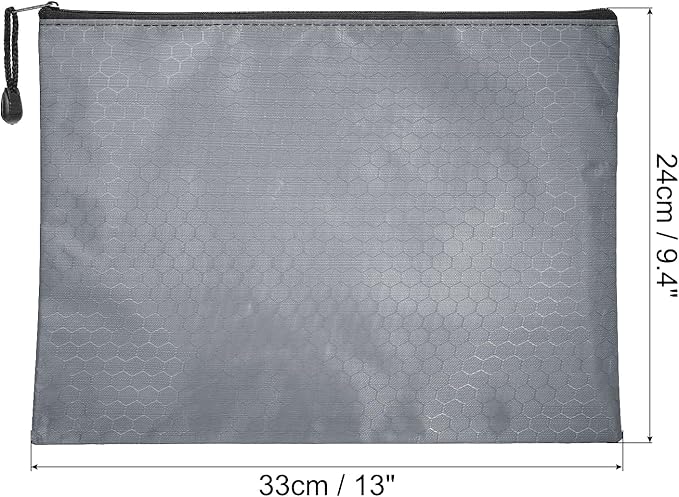 PATIKIL Waterproof Zipper File Bags, 10 Pack A4 Size Document Pocket Storage Organizer Pouch for Travel Office Supply, Gray