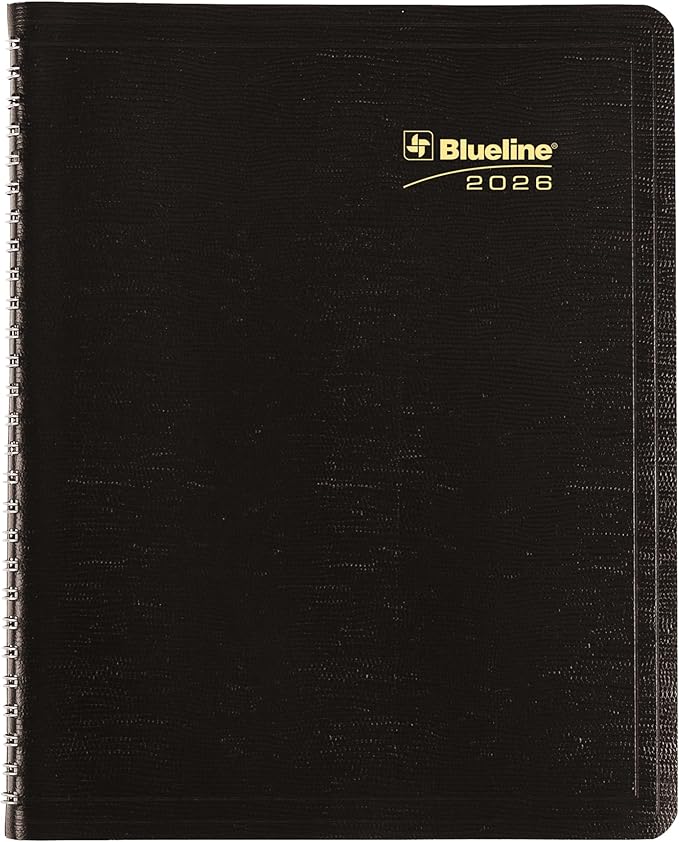 Blueline® 2026 Plan & Link™ Essential Monthly Planner, 16 Months, September 2025 to December 2026, Twin-Wire Binding, 9.25" x 7.25", Black (C1200.81T-26)