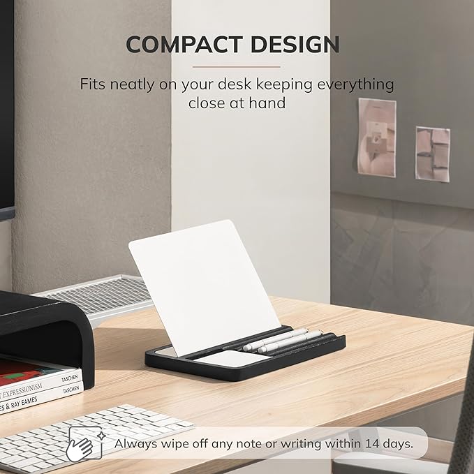 Anji Mountain Mango Wood Desk Helper with Whiteboard | Desktop Organizer for Office Desk Accessories, Home Office & School Supplies | Modern Desk Storage & Office Decor Organizer