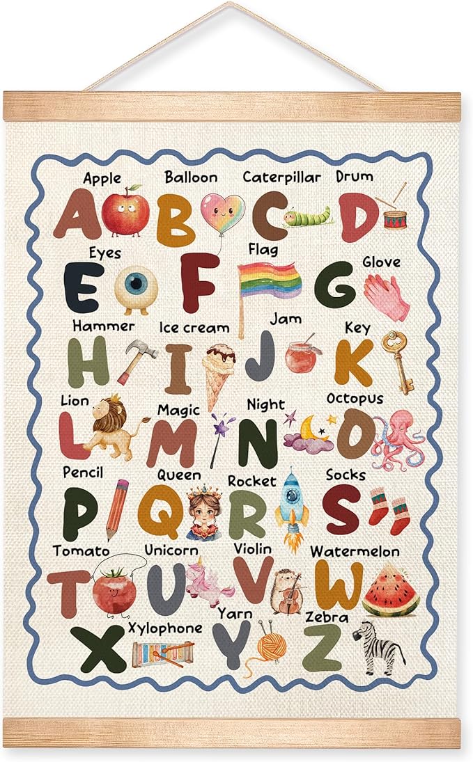 Alphabet Educational Chart 2 for Classroom Decor,Colorful Educational Poster for Toddlers 1-3,Toddler Learning Poster for Ages 3-5 for Nursery Playroom,Classroom Must Haves 14x18.5Inch(Colorful-06)